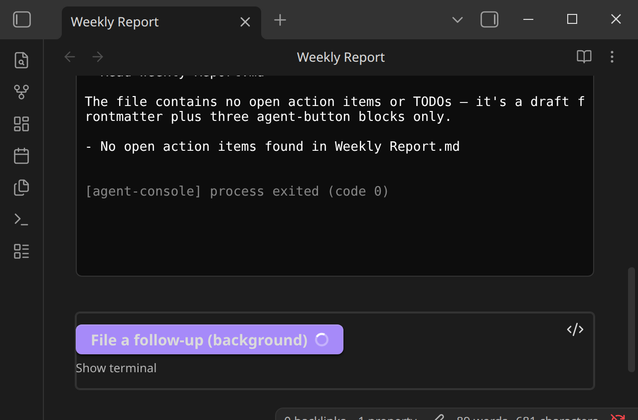 A responseEnd button running with the terminal hidden